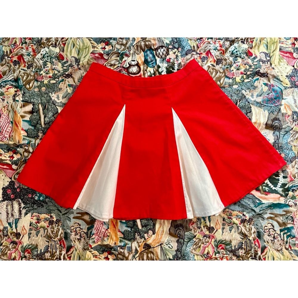 Vintage 60s/70s Handmade Red & White Flared Skirt – Mod Retro Style Sz XS